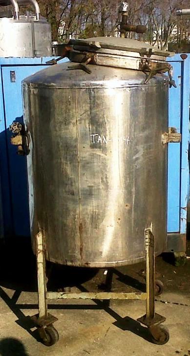 used Lee 125 gallon stainless steel tank, portable on wheels.  32