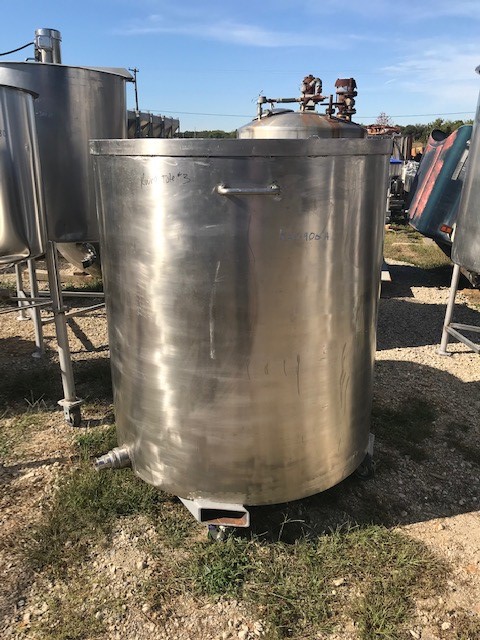 ***SOLD*** (3) used 375 gallon Stainless Steel Portable tanks/Totes.  4' dia. x 4'2