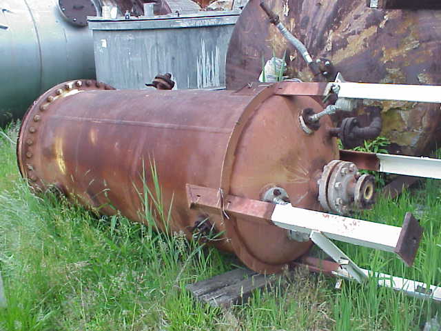 Qty (1) Each: 340 Gallon Carbon Steel pressure vessel. Rated 110PSI/Full Vacuum internal @ 500 Deg.F. . Also has an internal coil rated 275 PSI @ 500 deg.  Bolt on dish top.