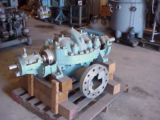 Pacific model KHC, 8x10x15 Stainless Steel Horizontal Split Case Pump rated 2850 GPM @ 606 Ft.hd.. 304 Stainless Steel. Pump was rebuilt and not used. No base or driver. Spare impellers available.
