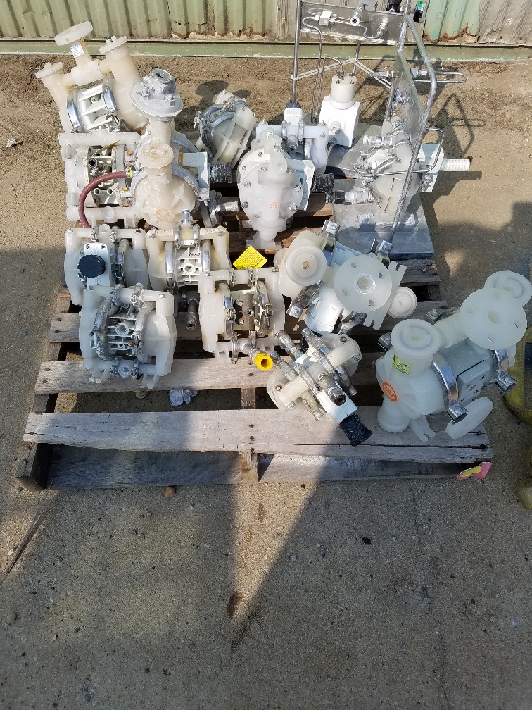 Various sizes of poly air diaphragm pumps.  Wilden, Yamada, Warren Rupp, Sandpiper.  Please call a sales rep 856-299-4500 OR email sales@ecrecon.com with your requirements or to discuss.