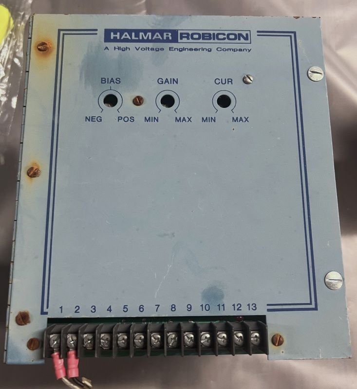 Halmar Robicon 1PCI-48120-CL/OC-D SCR POWER CONTROLLER. 1PCI SERIES, SINGLE PHASE, 4-20MA CONTROL SIGNAL, 120AMP, 480VAC, 60HZ, 249OHM.