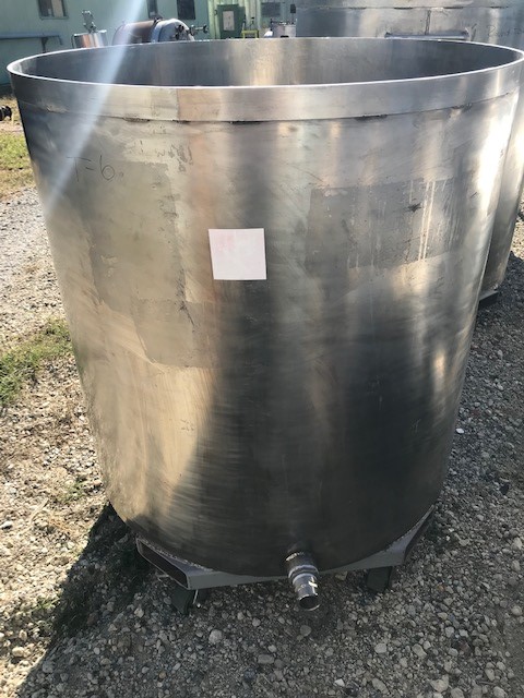 ***SOLD*** used 350 gallon Stainless Steel Portable tank/Tote.  4' dia. x 3'9
