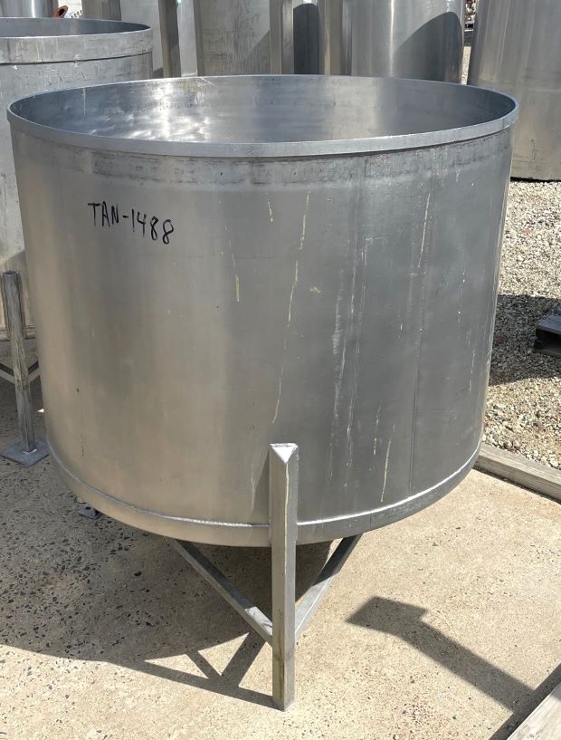 275 Gallon 316 Stainless Steel tank.  Open Top and Slope bottom to a 1.5