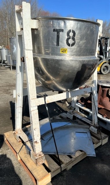 used 75 Gallon Lee Jacketed Kettle. Jacket rated 90 PSI @ 332 Deg.F. Height from floor to top lip is 60