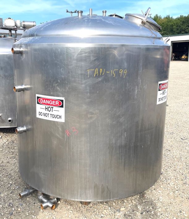 approx. 1200 gallon Stainless Steel sanitary jacketed tank built by St. Regis.  6'2