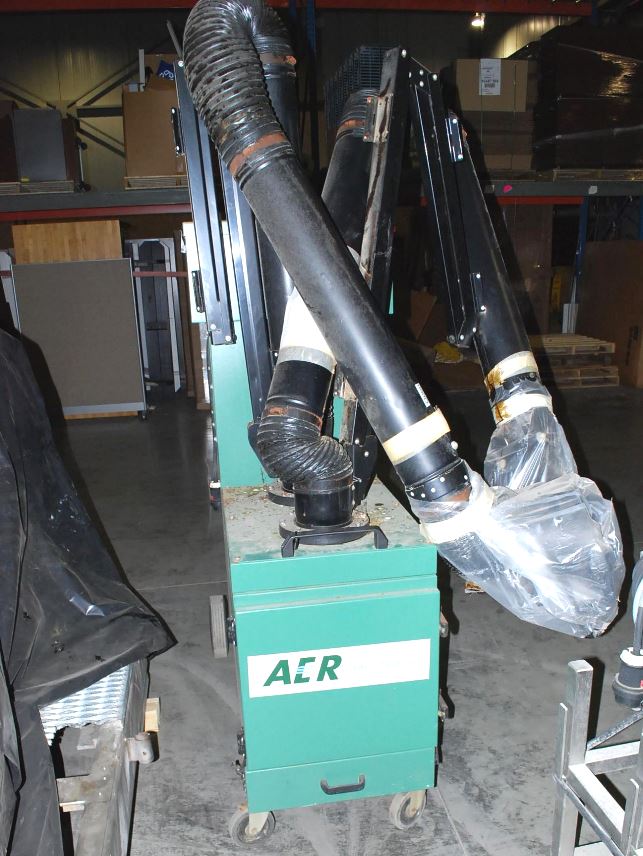 used AER Portable Dust Collector Model SPC-2000 With Dual Arm S/N 6626 for Combustible dust (damaged). Rated 2000 CFM @ 5.5