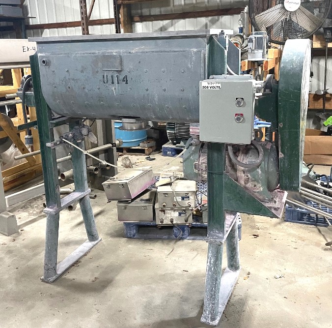 ***SOLD*** used approx 5 Cu.Ft. Stainless Steel Jacketed Ribbon Blender. Trough is 43