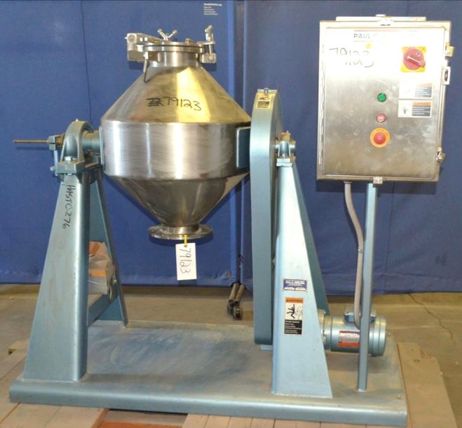 Unused 2.4 Cu.Ft. Paul O Abbe Double Cone Rota Cone Blender, Model RCB-24, 2.4 Cubic Foot Working Capacity, 3.9 Total, Hastelloy C-276. Bulk density 75 pounds a cubic foot, 150 grit internal finish, 22