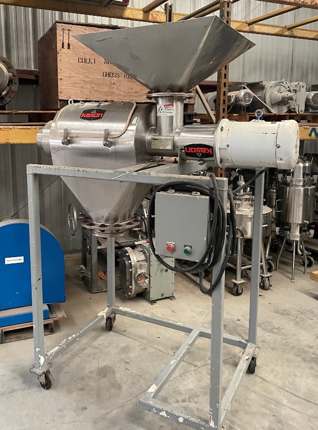 ***SOLD*** used Kason Rotary Sifter model MO-SS.  Stainless Steel mount on portable frame.  Has 3 HP, 230/460 volt, 850 rpm motor. 7'2.5